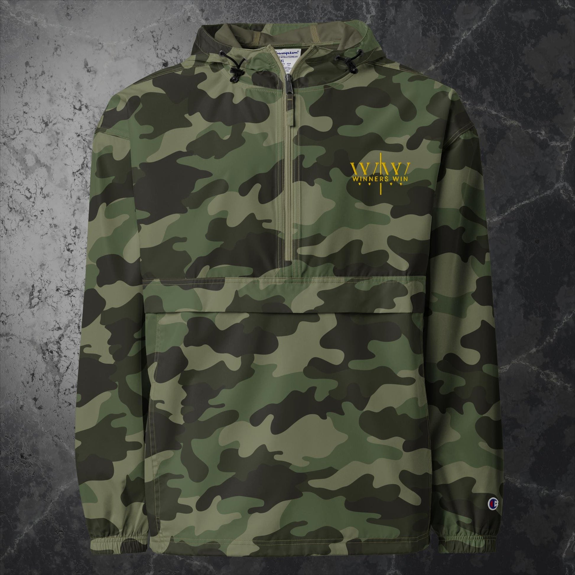 Winners Win camo waterproof jacket