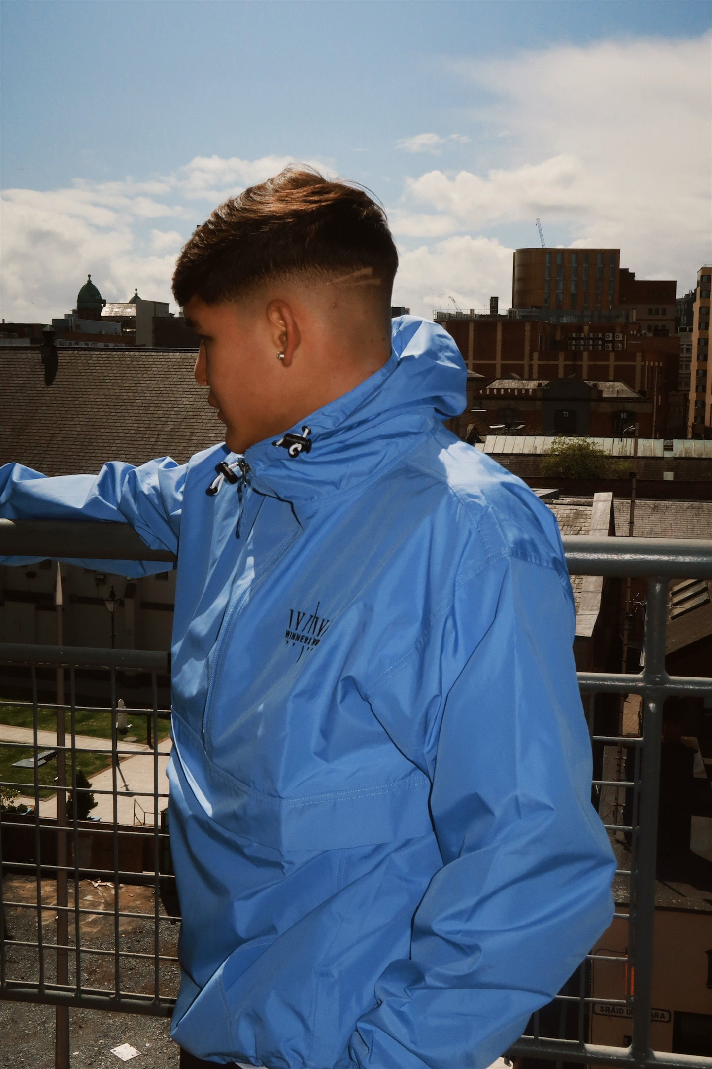 Winners Win running jacket in light blue