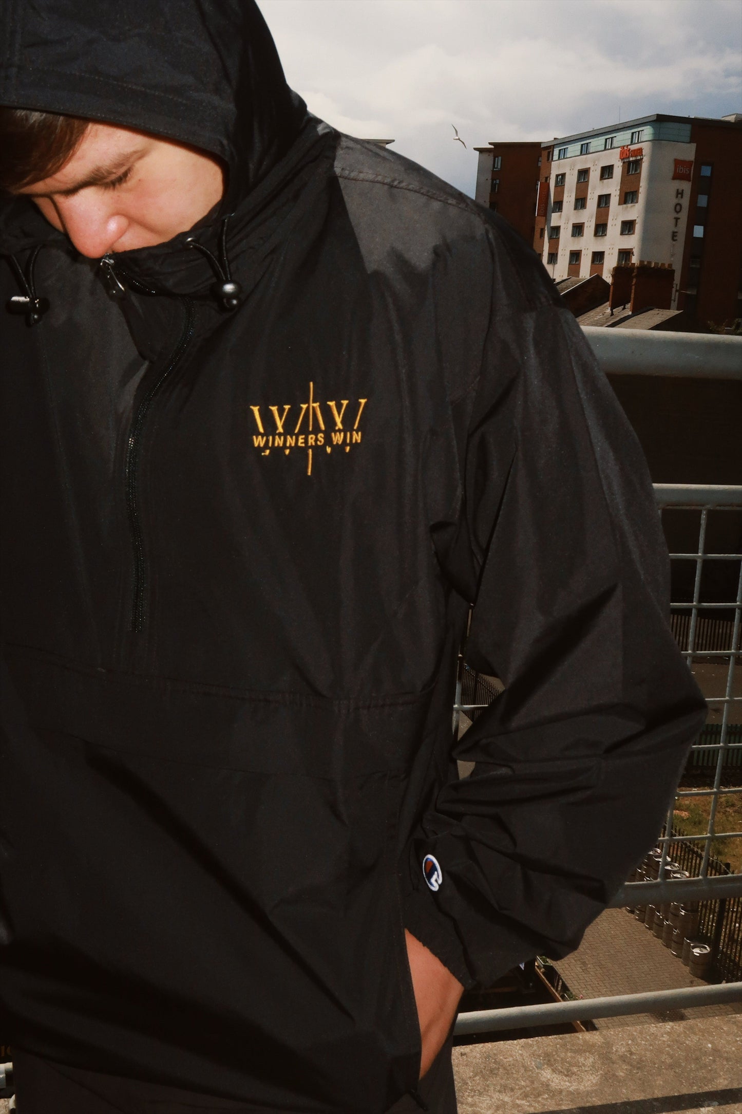 Winners Win black waterproof running jacket