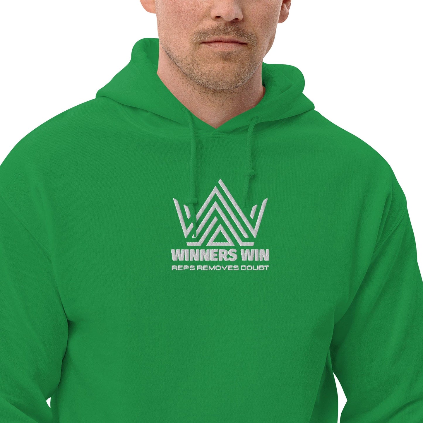 Winners Win Green reps removes doubt hoodie being modelled in Dublin for Winners Win event