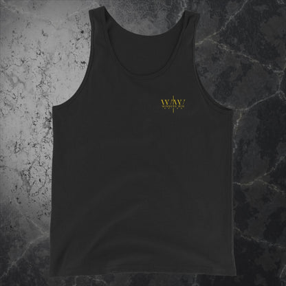 Winners Win Black tank top with the Winners Win gold logo on the left pec