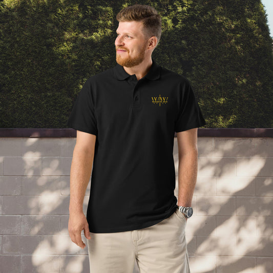 Winners Win Signature Polo Shirt being worn by model