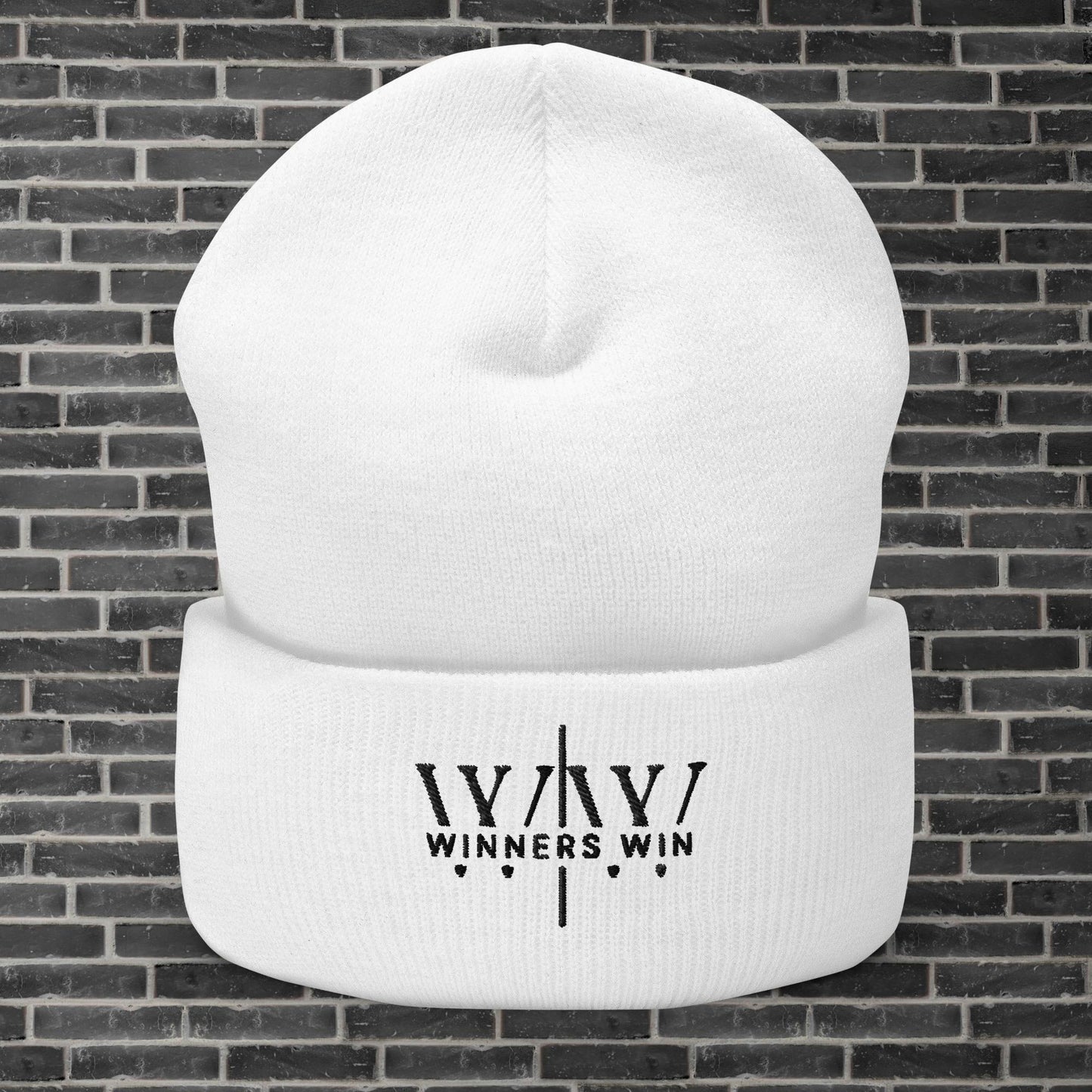 Winners Win White Beanie